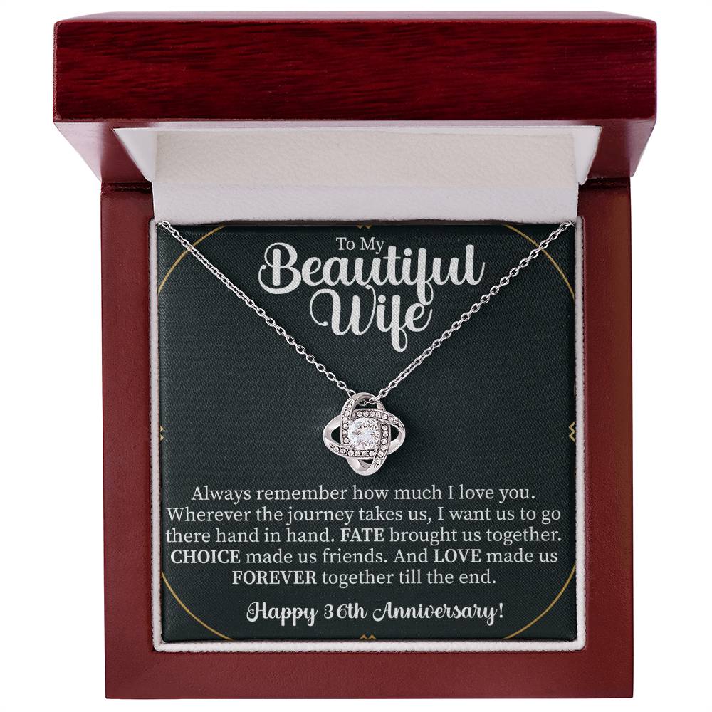 Happy 36th Anniversary Love Knot Necklace - 36th Anniversary gifts - Beauty Belliss